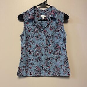 Talbots Petites sleeveless blouse with notched collar